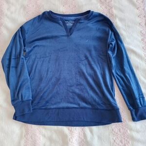 Nautica Women's Velvet Navy Blue Sweatshirt